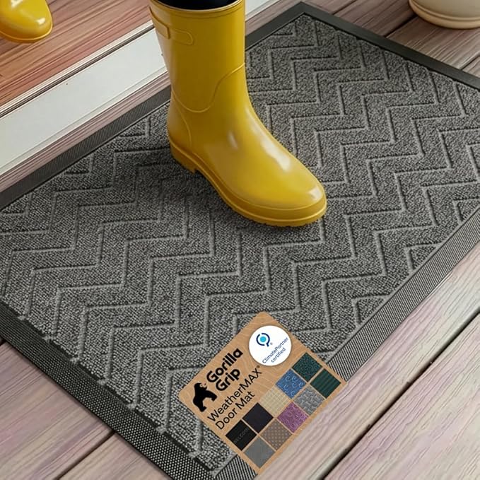 GORILLA GRIP 100% Waterproof All-Season WeatherMAX Doormat 35x23, US Designed