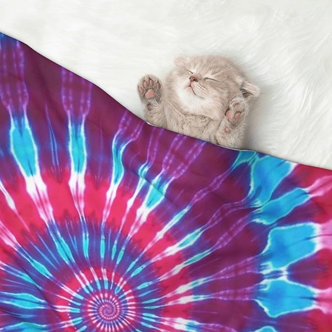 Reversible Dog Blanket for Beds Couches, Tie Dye, Double Sided Cat Blanket with Textured Dot Feel and Smooth Feel for Seasonal Comfort All Year