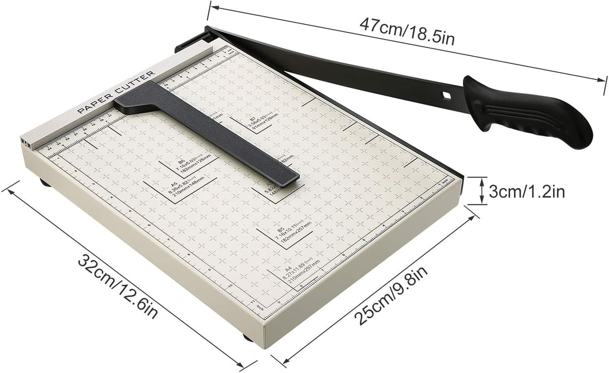 Paper Trimmer A4 Cutting Capacity 12 Sheets Paper Trimmer for Office School Creative Paper Hobbies White