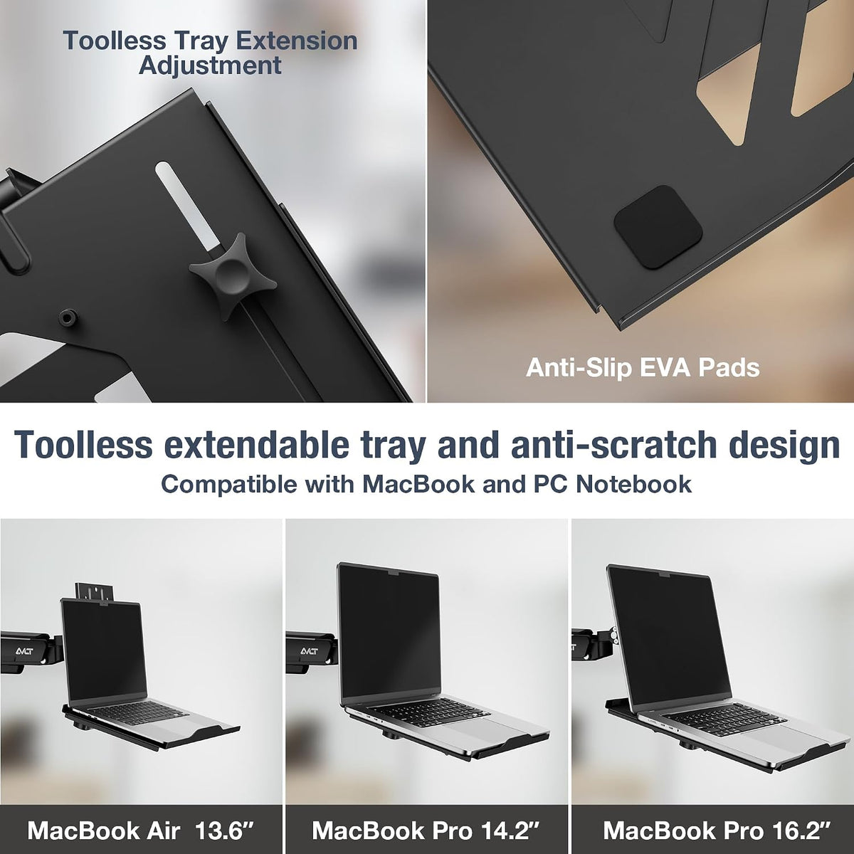 AVLT Adjustable Laptop Tray with Support for Fans Black (Fan Not Included)