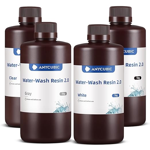 ANYCUBIC Water Washable 3D Printer Resin 2.0 Bundle, 405nm High Precision 3D