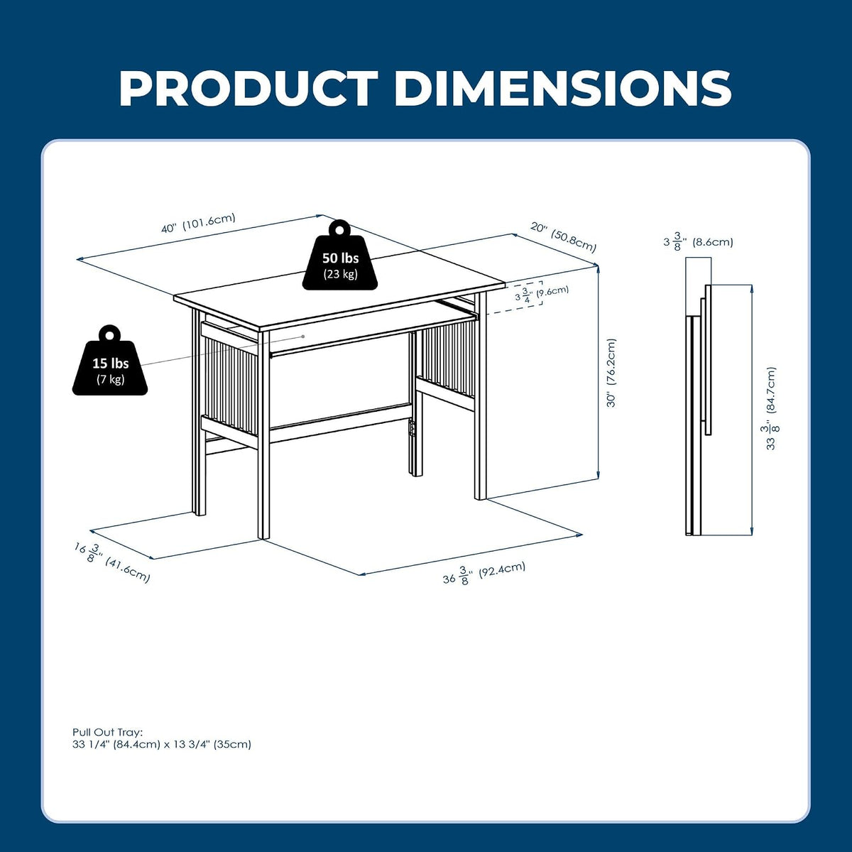 Winsome Mission Folding Computer Desk, Beechwood, 30"