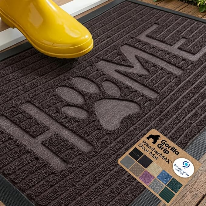 GORILLA GRIP 100% Waterproof All-Season WeatherMAX Doormat 35x23, US Designed