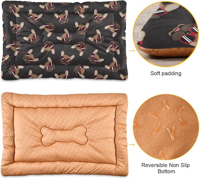 Pet Bed Funny French Bulldog Dog Bed Mat Absorbing Non Slip Pad Pet Sleeping Mat for Small, Medium, and Large Dogs Puppy Cat 36 in x 24 in