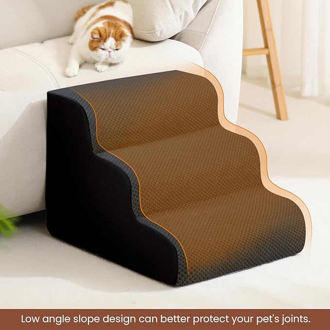 Dog Stairs for Small Dogs, High Density Foam Dog Steps, Extra Wide Non-Slip Pet Ramp for High Beds Or Couch, Soft Doggie Ladder for Dogs Injured, Older Pets, Small Cats