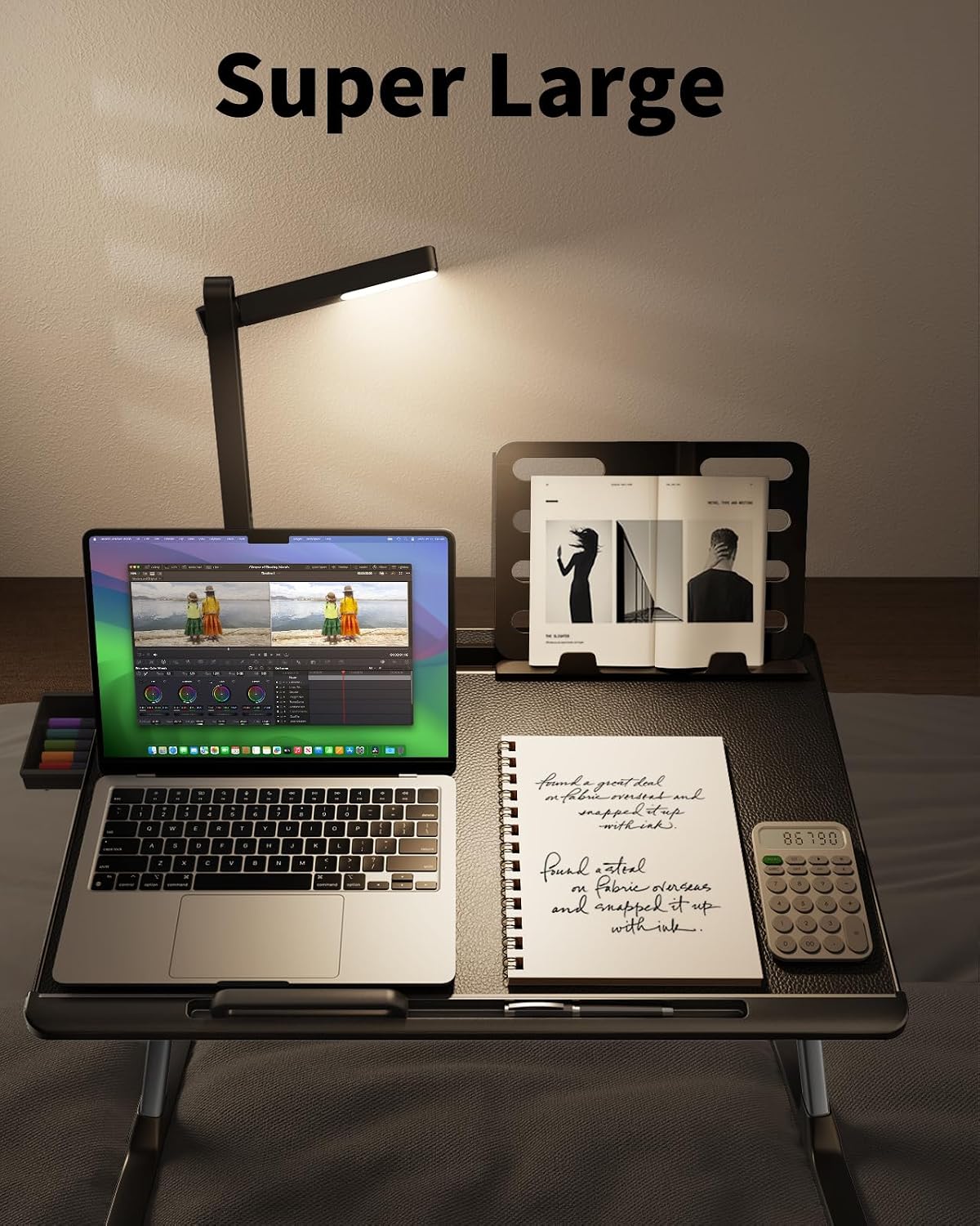 Laptop Bed Tray Desk with LED Desk Light, SAIJI Laptop Stand for Bed