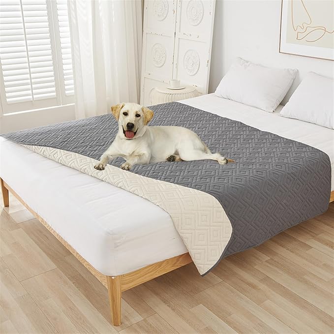 GIBZ Water Resistant Dog Bed Blanket Cover Large Anti Slip Pet Furniture Protector Washable Cat Quilted Mat for Couch, Grey, 75x180cm