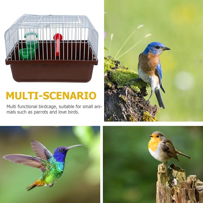 Bird Carrier Travel Cage Parrot Carrying Cage for Birds and Small Animals（Coffee）