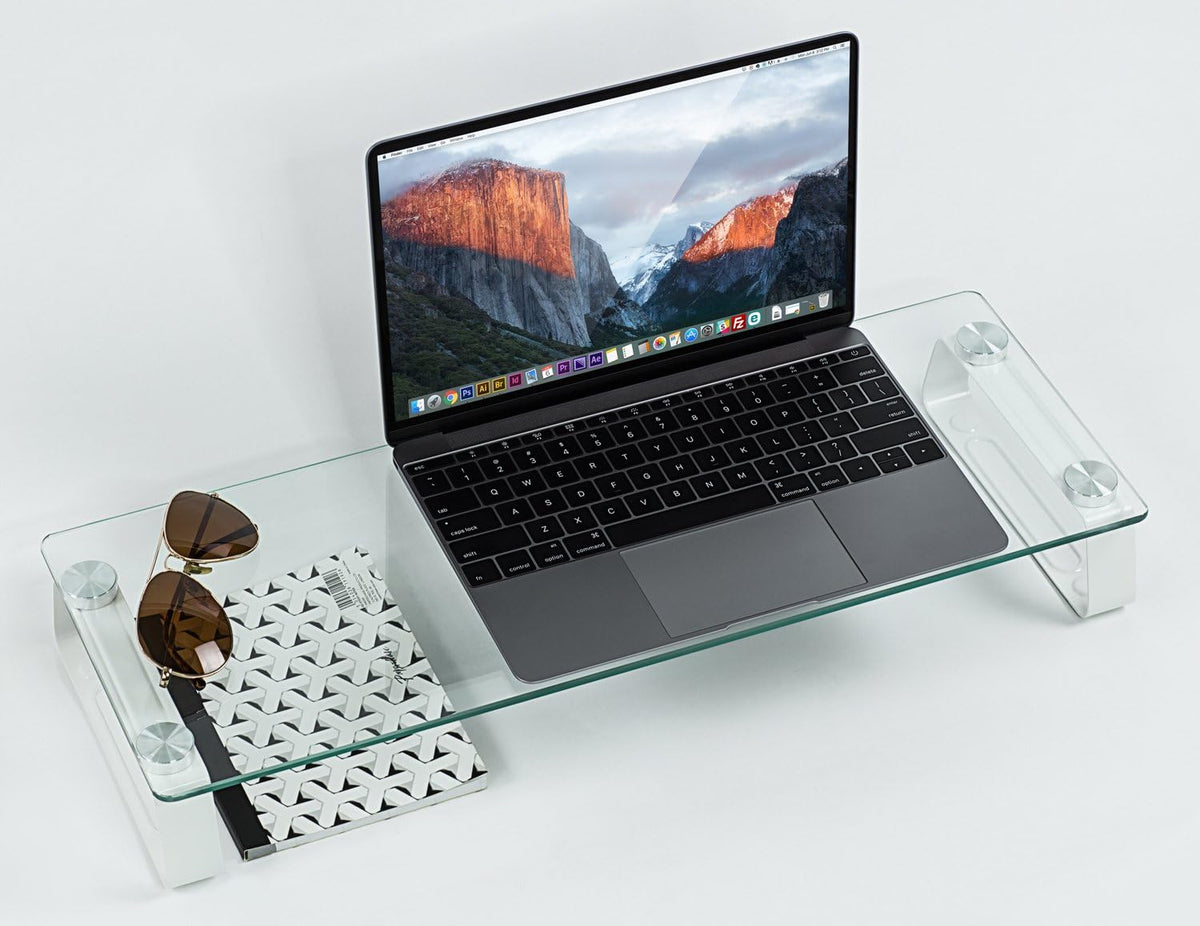 Mount-It! Glass Monitor & Laptop Riser Stand, 22", 44 lbs