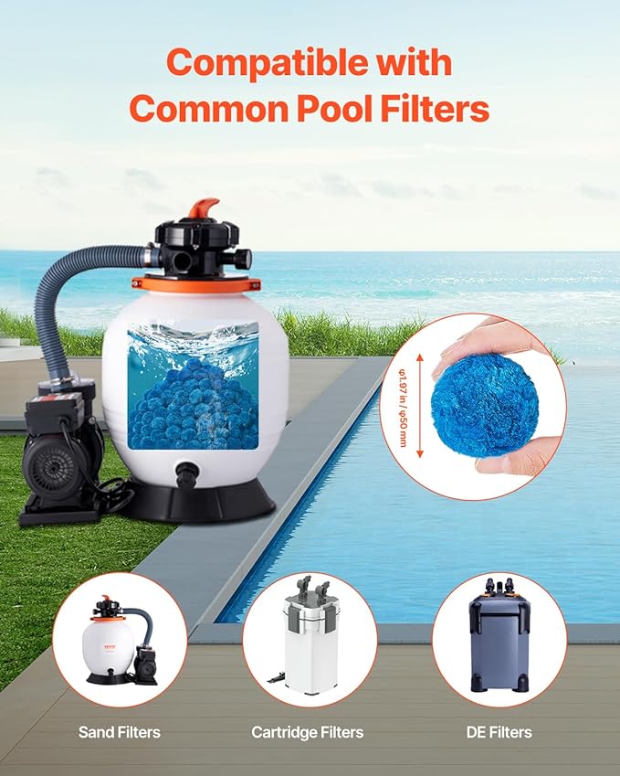 VEVOR Pool Filter Balls for Sand Filter, 4 lbs, Filter Balls Replace Pool