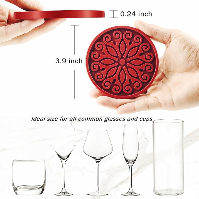 Coasters for Drinks, Resistant Reusable Silicone Coasters