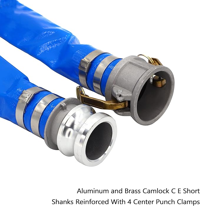 DAVCO 2" ID × 100 ft Pool Backwash Hose, Heavy Duty Reinforced Blue PVC Lay