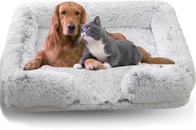 Dog Beds Medium Large Size Dog, Calming Dog Bed with Removable Washable Cover, Waterproof Lining and Nonskid Bottom(Gradient-Grey,S)