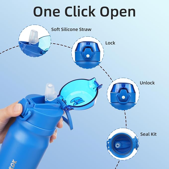 BJPKPK 14 oz Insulated Water Bottle, Stainless Steel Flask | Leak Proof Locking