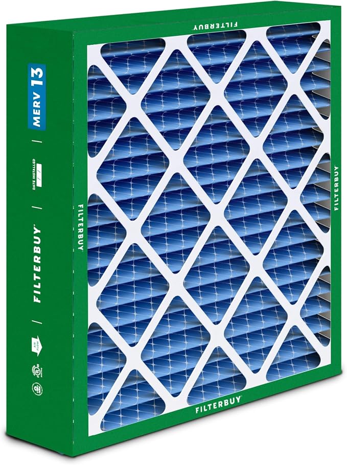 Filterbuy 20x25x6 Air Filter MERV 13 Optimal Smoke & Allergy Defense, Pleated