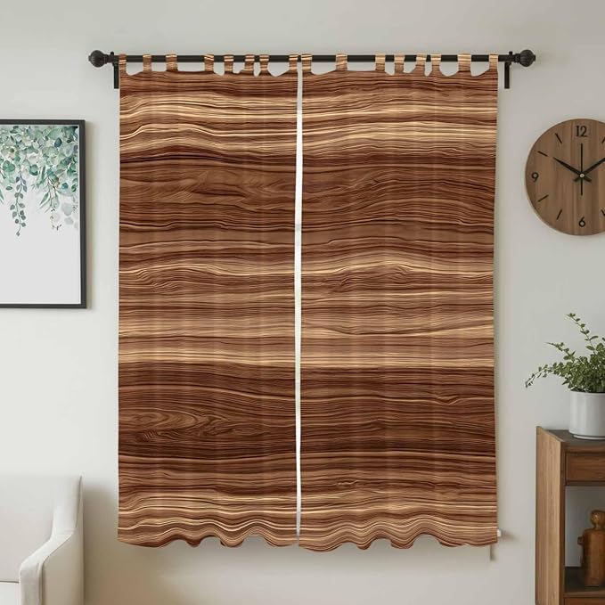 Brown Western Living Room Curtains 84 Inch Length, Window Curtains Tab Top