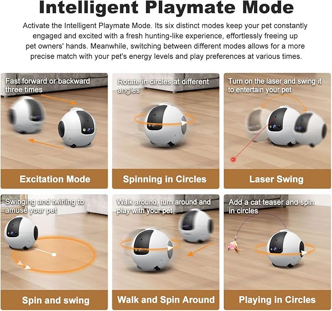 Pomya Home Camera Robot | 4MP 2.5K HD Pet Camera with 360° Mobile View, 2-Way Talk & Interactive Play Modes, 10000mAh Battery, Support SriHome App Control