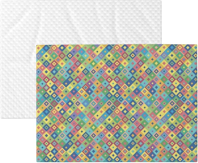Double Sided Plush Pet Blanket with Cozy Dot Texture and Smooth Reverse, Rainbow Diagonal Plaid, Reversible Throw for Dogs Cats on Couches Beds Crates