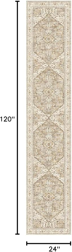 Yamaziot Washable Runner Rug, 2x10 Non-Slip Boho Vintage Hallway Rug Runner
