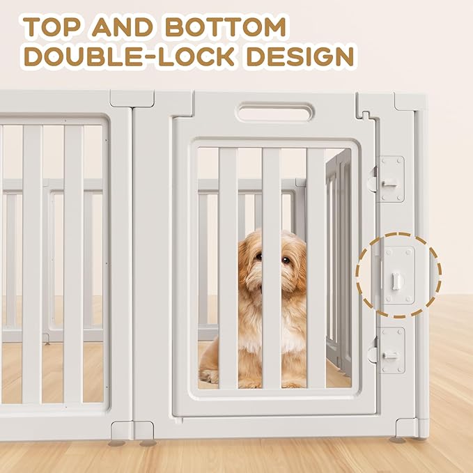 Clear Dog Play Pen,Pet Playpen with Door,Easy to Clean and Install Puppy pens for Both Indoor and Outdoor use (White, 30.3 inch Height, 10 Panels)