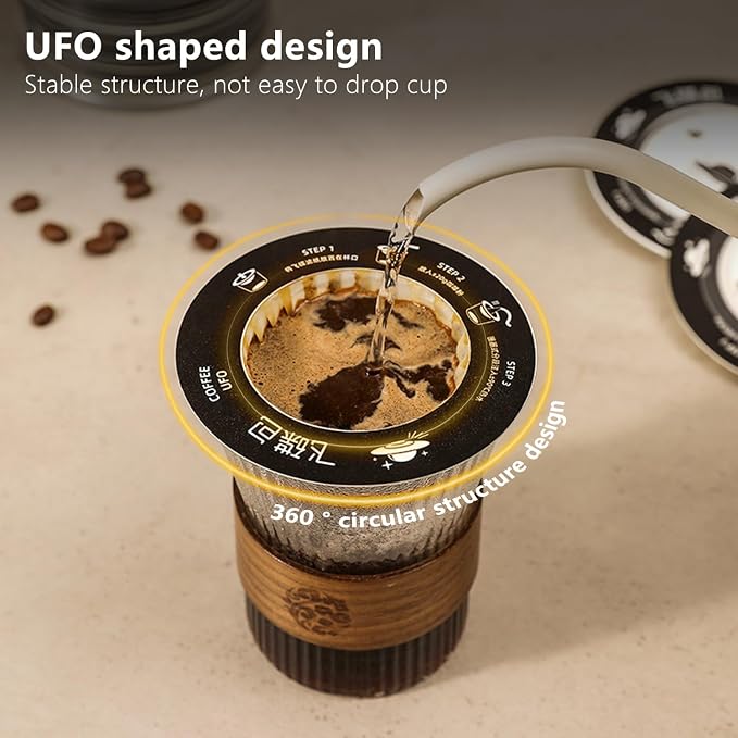 UFO Coffee Filter Paper Bag, Portable Hanging Ear Drip Coffee Bag, Single Serve