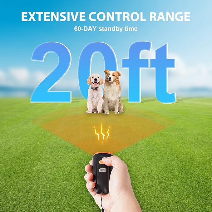 Ultrasonic Dog Barking Control Device, Anti Barking Device Barking Silencer with LED Light, 3 Training Modes Dog Bark Deterrent Devices 20ft Range Dog Training & Behavior Aids w/SOS