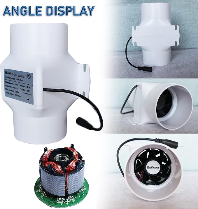 3 Inch 53 Cfm Inline Duct Ventilation Fan HVAC Exhaust Intake Fans 12V 10W Vent