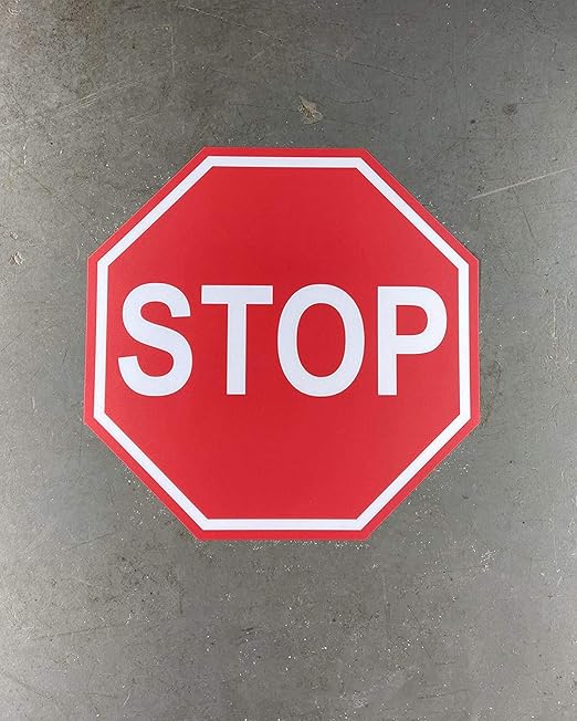 "Stop" Durable Laminated Vinyl Floor Sign- Sign by Graphical Warehouse- 5S Safety and Security Signage, Visual Communication Tool (38")