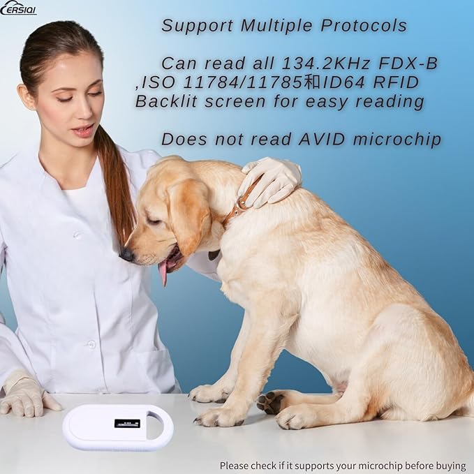 Pet Microchip Scanner Pet Trace Animal chip Reader for Dogs and Cats (Dual Frequency Rechargeable One Click Export of Data to PC) Supports ISO11784/ISO11785,FDXB,ID64 RFID PET160