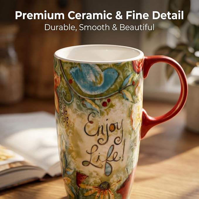 Topadorn 17oz Ceramic Travel Mug