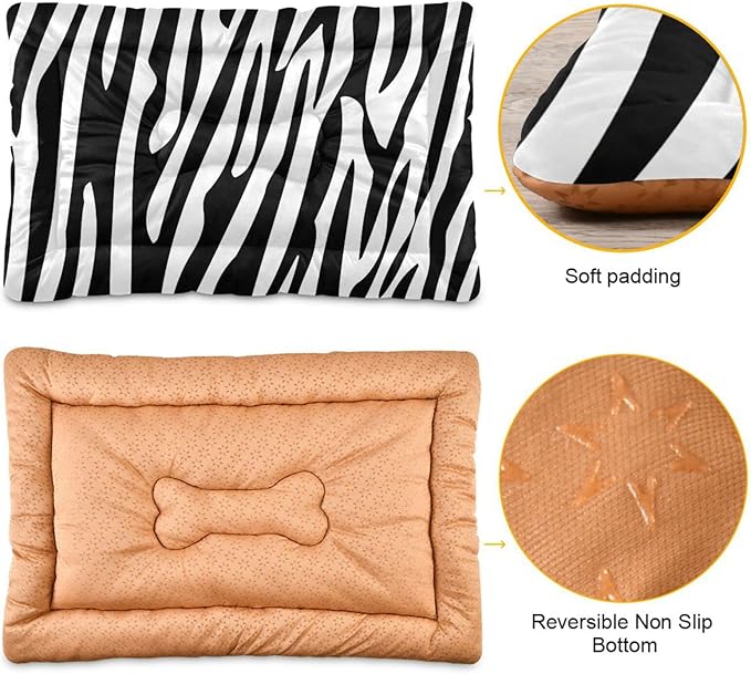 Zebra Stripes Pet Bed Cute Dog Bed Mat Absorbing Non Slip Pad Pet Sleeping Mat for Small, Medium, and Large Dogs Puppy Cat 24 in x 18 in