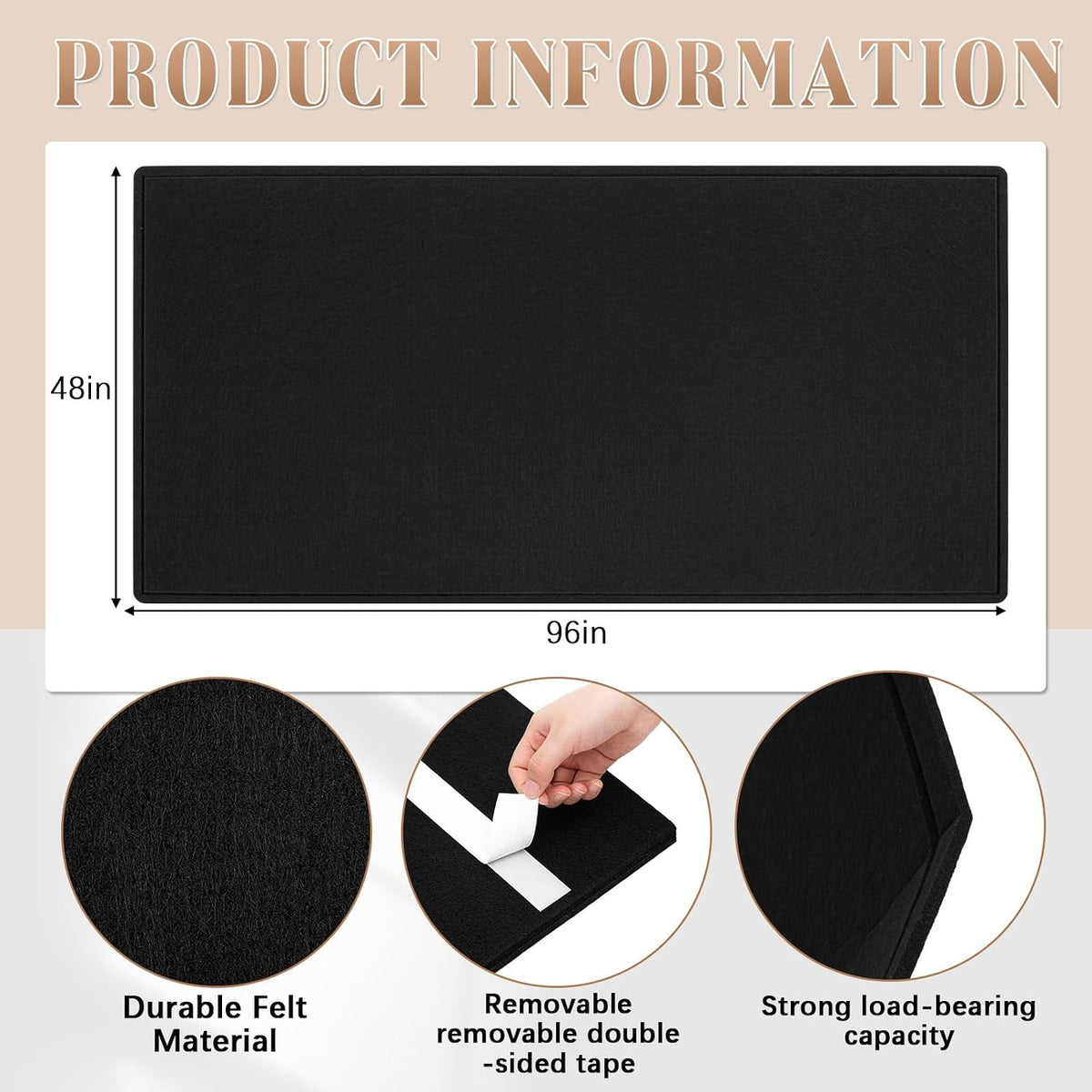 Extra Large Felt Bulletin Board, 96" X 48" Foldable Pin Board, Black