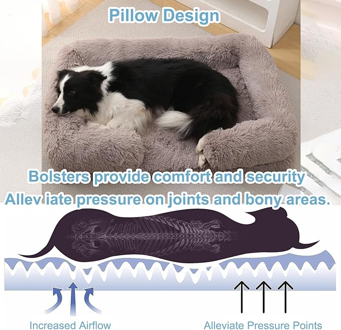 Dog Beds Large Sized dog Orthopedic, Sofa Dog Bed with Waterproof Lining and Nonskid Bottom, Rectangle Washable Dog Bed for Medium Small Dogs and Cats Comfortable ( Color : Brown2 , Size : 23 x 18" )
