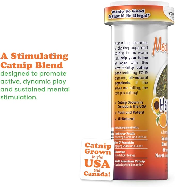 Meowijuana Get Spooked Bundle | Pumpkin Refillable Toy and Harvest Moon Blend | Promotes Play and Cat Health | Includes North American Organic Catnip