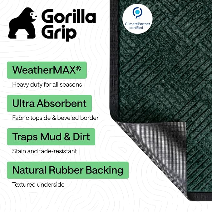 GORILLA GRIP 100% Waterproof All-Season WeatherMAX Doormat US Designed Natural
