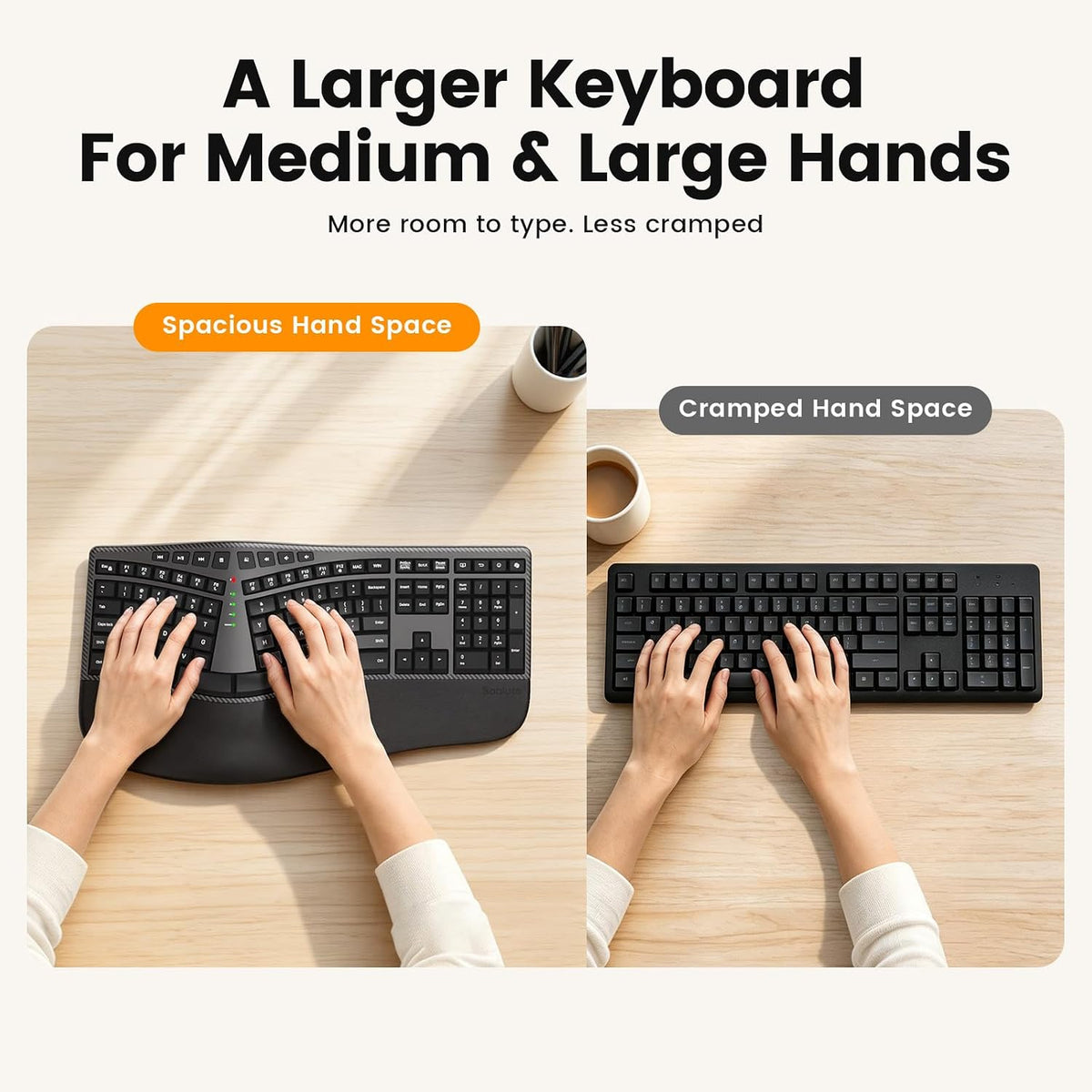 SABLUTE Ergonomic Wireless Keyboard and Mouse, Rechargeable, Split, Win/Mac