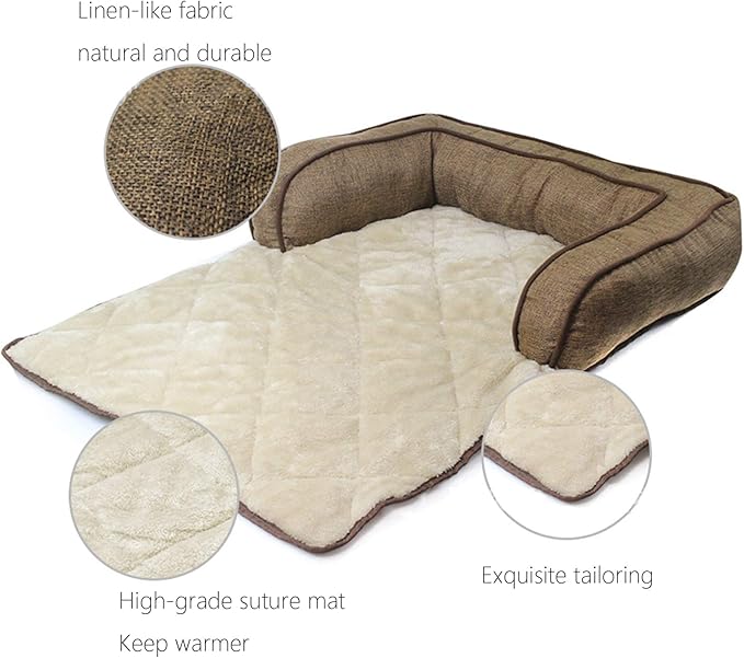Pet Dog Bed Furniture Protector Cover Dog Couch Sofa Cushion Bed with 3-Sides Removable Cushions, Washable Collapsible Pet Blanket Mat Cave for Dog Cat and Other Animal