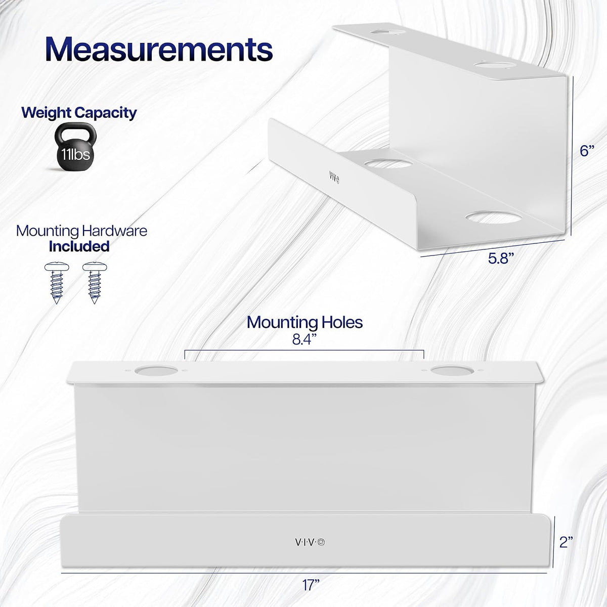 VIVO White 17 inch Extra Deep Cable Management Tray, DESK-AC16-1CW