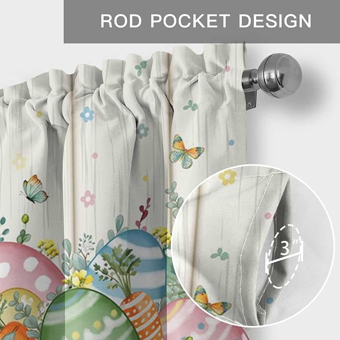 Happy Easter Curtain Valances for Windows, Kitchen Valance Window Treatment
