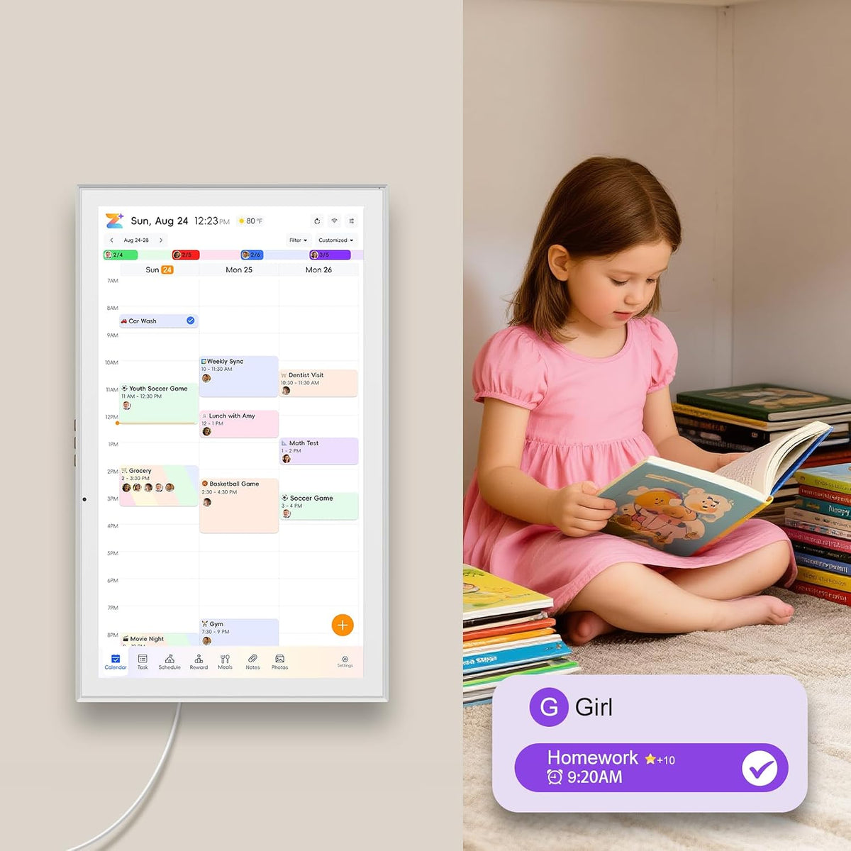 21.5 Inch Touch Screen Smart Magentic Digital Calendar, White