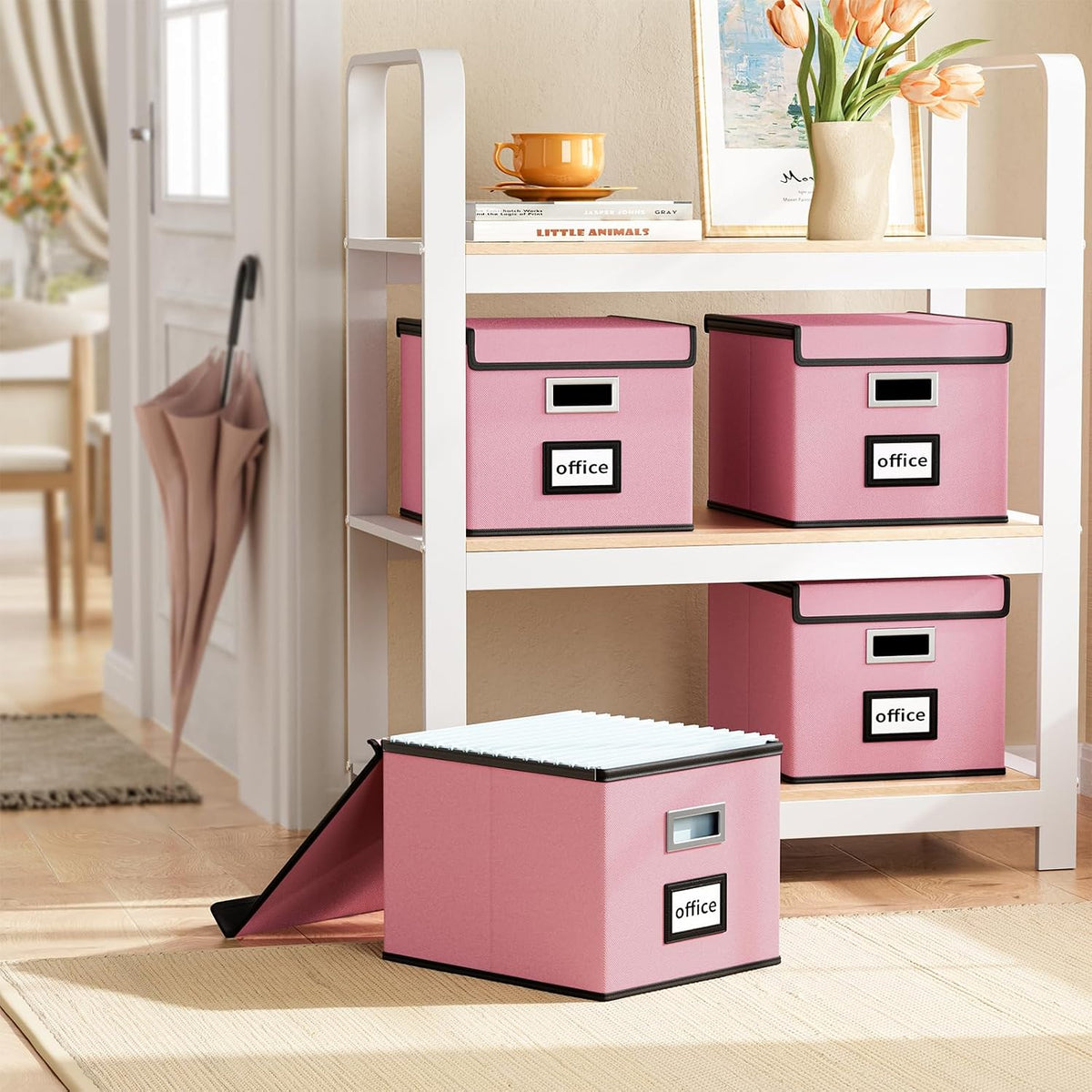 File Organizer Box with Lids, Collapsible File Folder Organizer