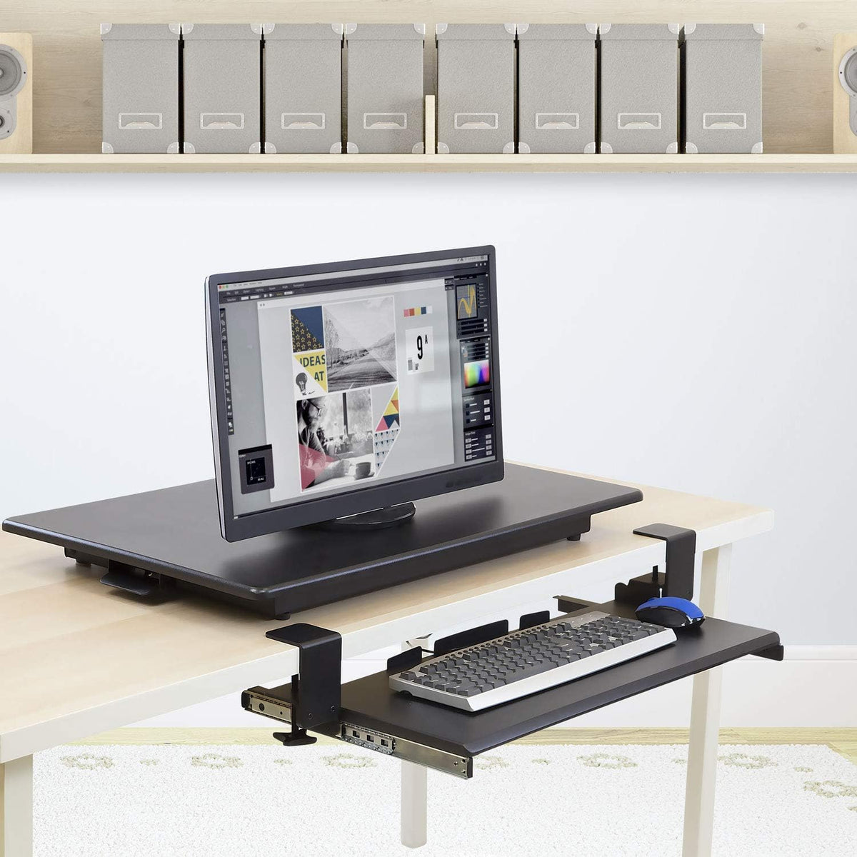 Mount-It! Clamp-On Under Desk Keyboard Tray, No-Drill, Fits Desks to 2.2 in