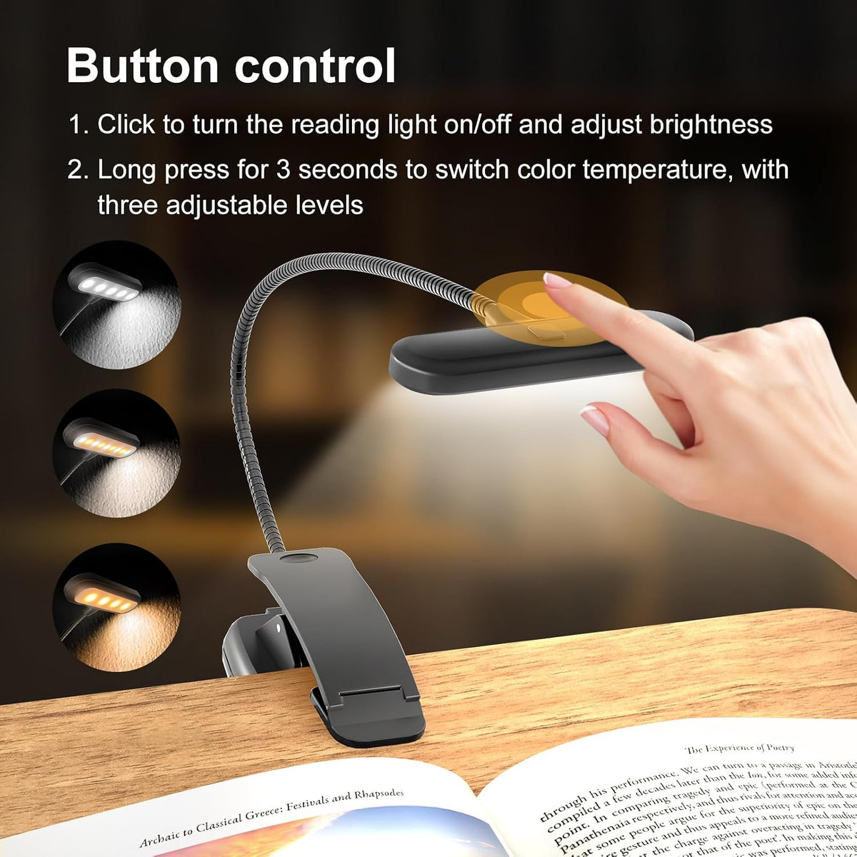 Reading Book Pillow Stand with 3-Color Adjustable Light