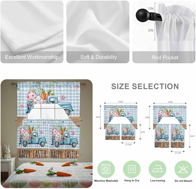 Swag Valance Curtains, Easter Truck