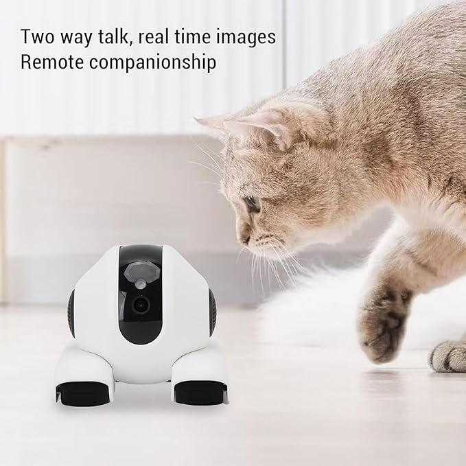 Pet Camera, 1920x1080 HD 2 Way Talk Motion Detection Auto Cruise 360 Rotation, with 6 Actions 8 Sounds for Cats and Dogs, APP Control Storage Indoor Security Camera (64G)