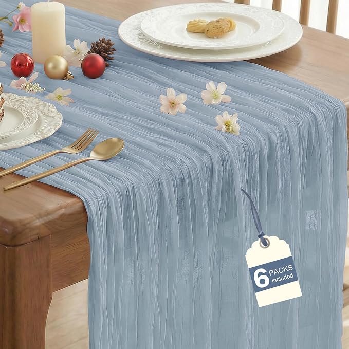 IVAPUPU Dusty Blue Table Runner 120 Inches