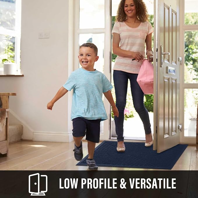HIYARD Sturdy Front Door Mat, Absorbent Muddy Dirt Resist Welcome Door Mats