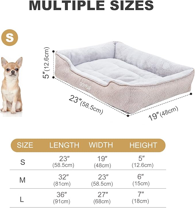 JOYELF Rectangle Dog Bed Calming Pet Bed, Anti Anxiety Cat Bed & Sofa, Cute Plush Pet Bed for Small Dog and Cat- Small(Upgraded Version)