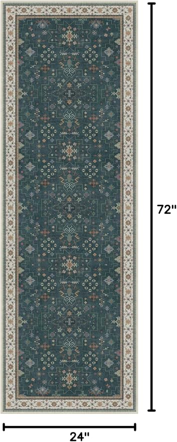 Hazo Haus Dark Green 2x6 Kitchen Rug
