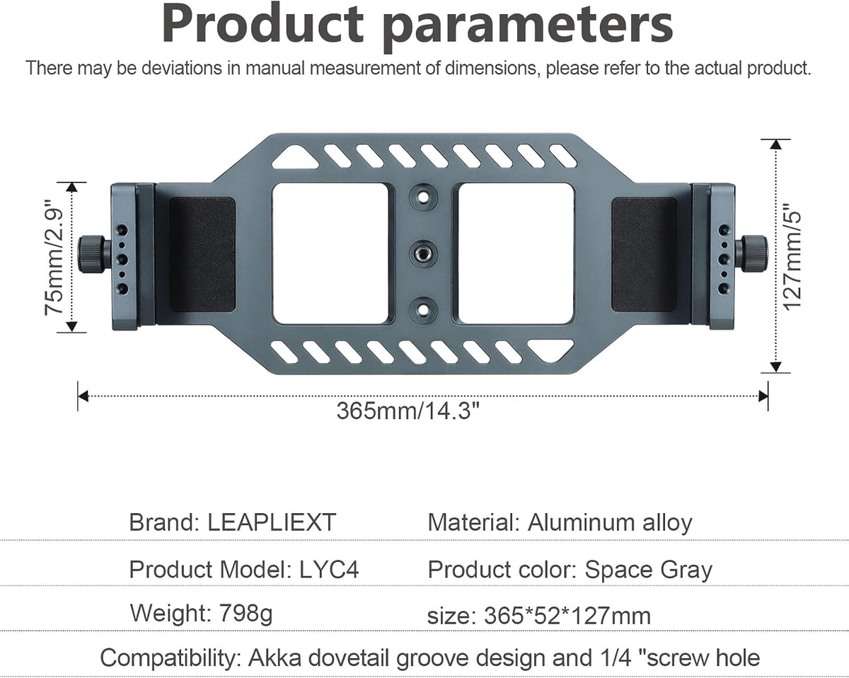 Laptop Stand for Tripods, Aluminum Construction, 1/4" and 3/8 Ports, Arca-Swiss Quick Release System, Anti-Slip Heat Display, Studio Live, Media Production, Outdoor Laptop Fixed Scenes